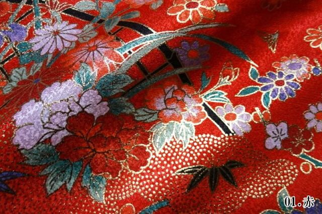 金彩友禅販売 垣根に牡丹柄の和柄生地通販なら都香庵