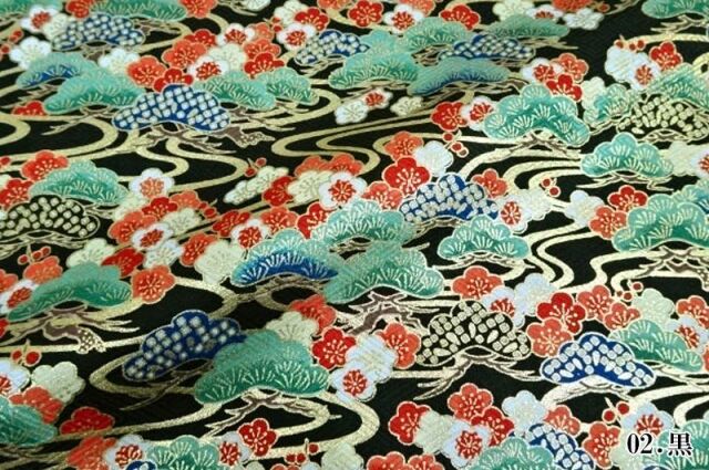 金彩友禅販売 流水松梅文柄の和柄生地通販なら都香庵
