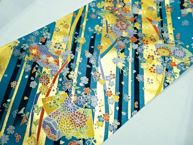 金彩友禅販売 貝桶に扇文様柄の和柄生地通販なら都香庵