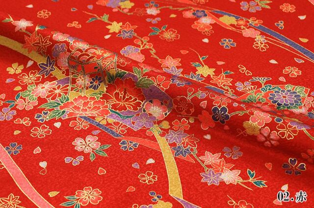 金彩友禅販売 貝桶に扇文様柄の和柄生地通販なら都香庵