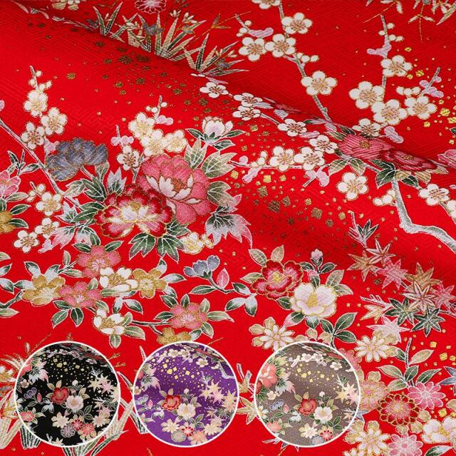 金彩友禅販売 花鳥文様(黒)柄の和柄生地通販なら都香庵 刀ミュ