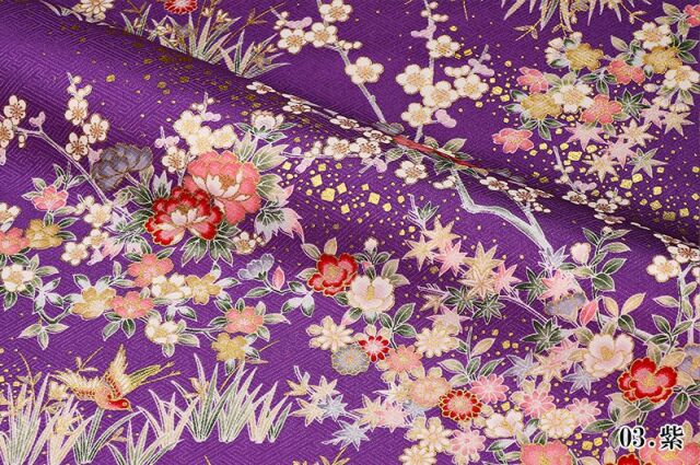豪華振袖　単品　四季の花文様　庭園風景　金彩友禅 琳派調四季の金彩友禅/赤┃伝統古典【菊京屋】