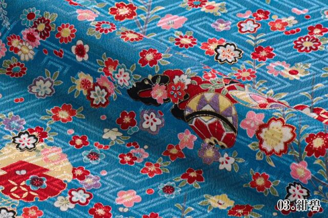 金彩友禅販売 手毬に鼓柄の和柄生地通販なら都香庵