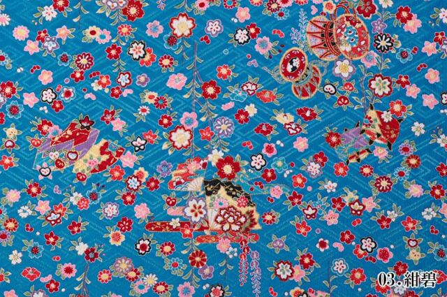 金彩友禅販売 手毬に鼓柄の和柄生地通販なら都香庵