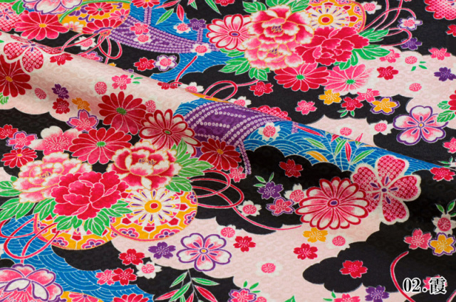 金彩友禅販売 花筏文 (全2色)柄の和柄生地通販なら都香庵