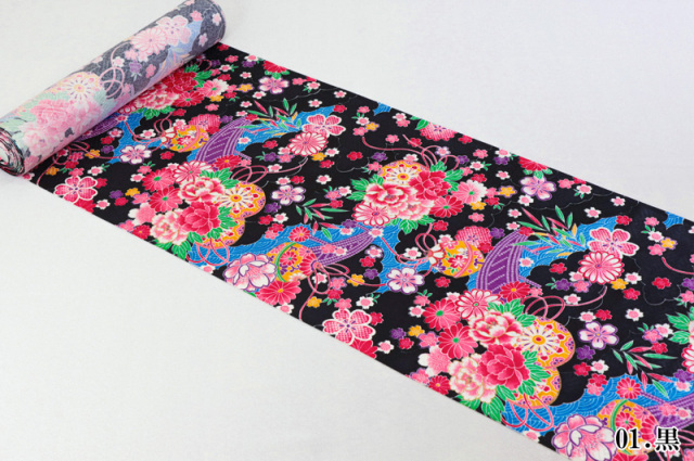 金彩友禅販売 花筏文 (全2色)柄の和柄生地通販なら都香庵