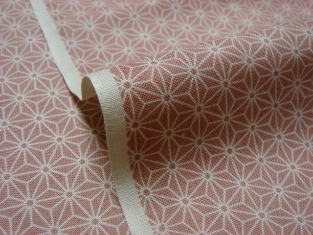 和柄 生地 綿 もめん生地  小紋 麻型 (桃) 1m単位 切り売り