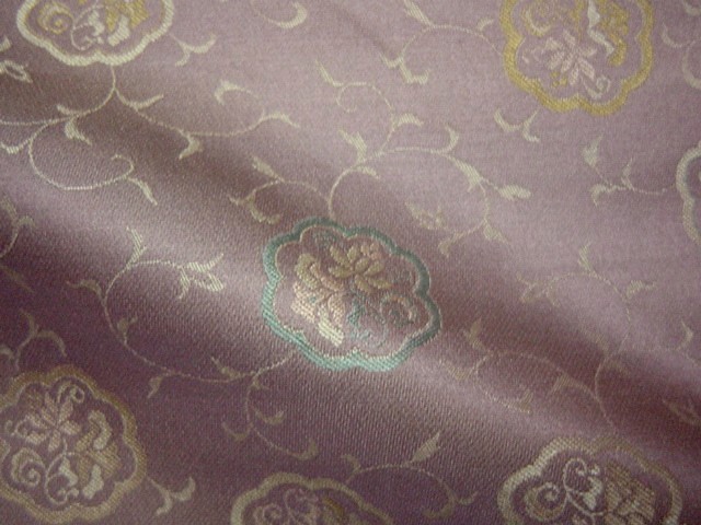 和柄 生地 京都 西陣織 正絹 錦裂 藤袴色花輪囲 10cm単位 切り売り