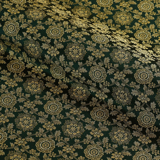 和柄 生地 京都 西陣織 正絹 錦裂 繋ぎ小華文 (紺) 10cm単位 切り売り