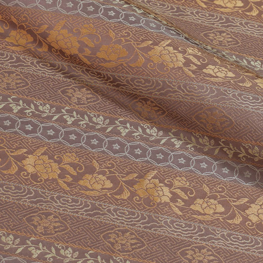 和柄 生地 京都 西陣織 正絹 錦裂 藤色地唐花文錦 10cm単位 切り売り