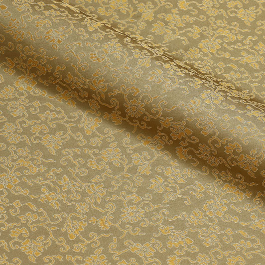 和柄 生地 京都 西陣織 正絹 錦裂 蔓唐草文 (桑染め) 10cm単位 切り売り