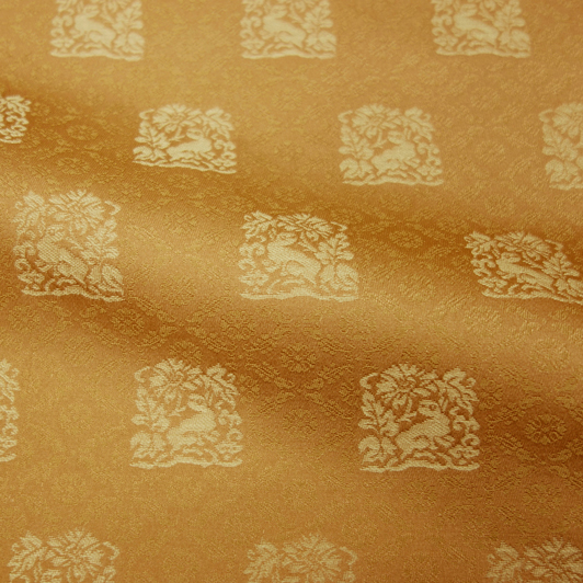 和柄 生地 京都 西陣織 正絹 錦裂 花兎錦 (赤香色) 10cm単位 切り売り