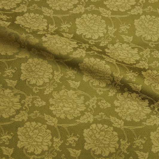 和柄 生地 京都 西陣織 正絹 錦裂 牡丹 (抹茶) 10cm単位 切り売り