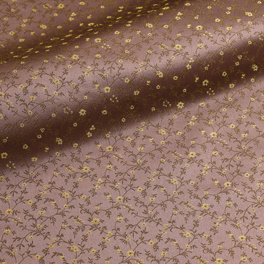 和柄 生地 京都 西陣織 正絹 錦裂 小つる花 (紅藤色) 10cm単位 切り売り