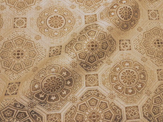 和柄 生地 京都 西陣織 正絹 錦裂 蜀江大 (桑染め) 10cm単位 切り売り