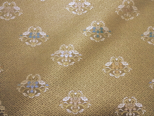 和柄 生地 京都 西陣織 正絹 錦裂 サヤ型地に華文 10cm単位 切り売り