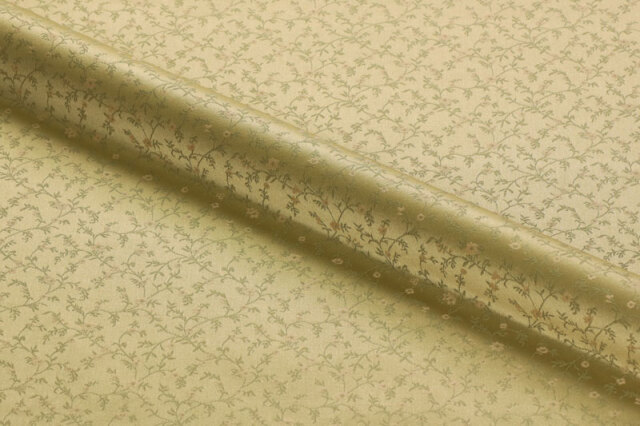 京西陣・正絹 錦裂 小つる花（桑染め）柄の和風生地通信販売なら都香庵 