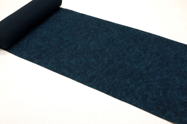 正絹 丹後ちりめん 藍染 茶屋辻文様柄の縮緬生地なら都香庵