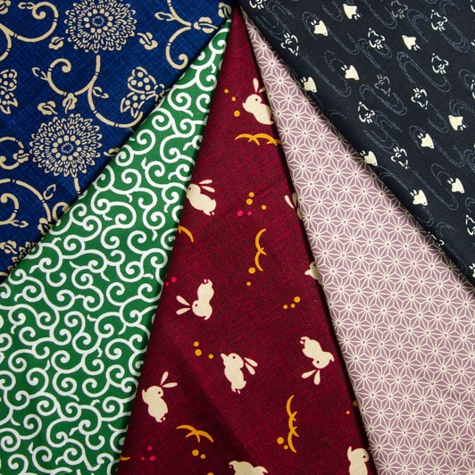 和柄 生地 綿プリント アソートはぎれ 5枚セット