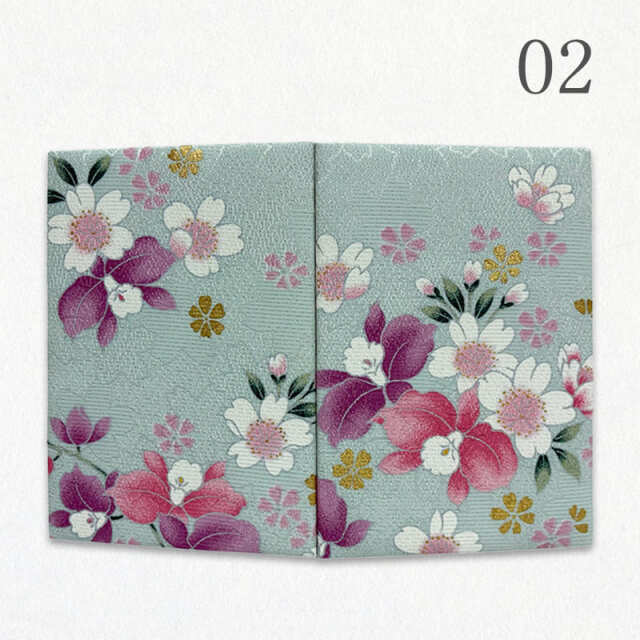 御朱印帳 金彩友禅 牡丹に蘭 (青磁鼠)/02