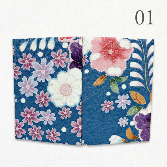 御朱印帳 金彩友禅 花田地に桜 (藍色)
