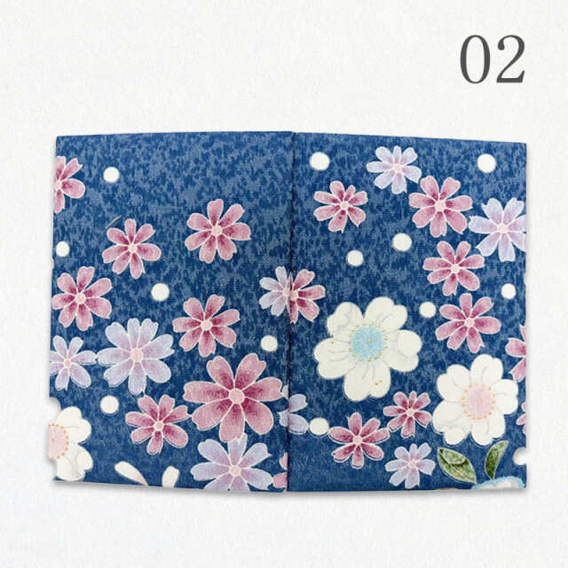 御朱印帳 金彩友禅 花田地に桜 (藍色)