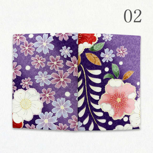 御朱印帳 金彩友禅 花田地に桜 (紫)/02