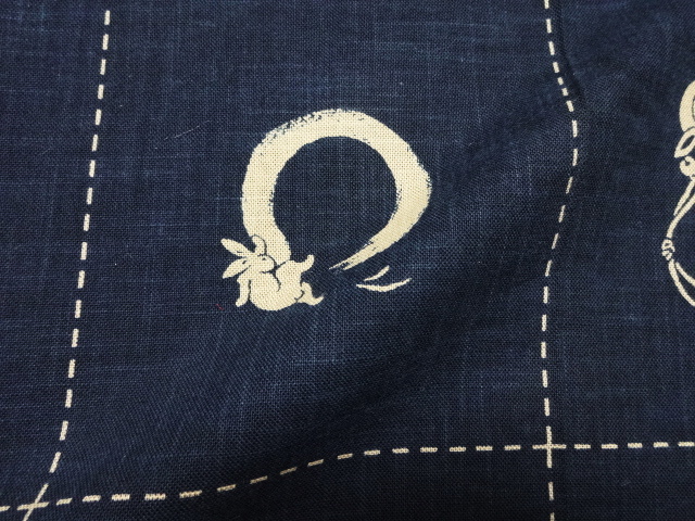 和柄 生地 モーリークロス 綿 割付うさぎ文様 1m単位 切り売り