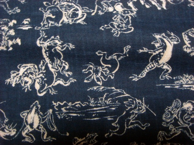 和柄 生地 モーリークロス 綿 鳥獣戯画 1m単位 切り売り