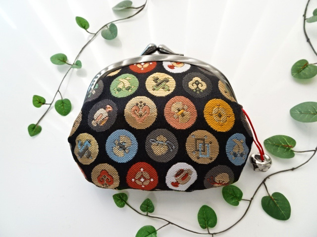 金襴 がま口 小丸吉祥（黒）