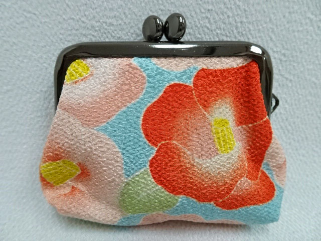 ちりめん碁石 がまぐち 椿