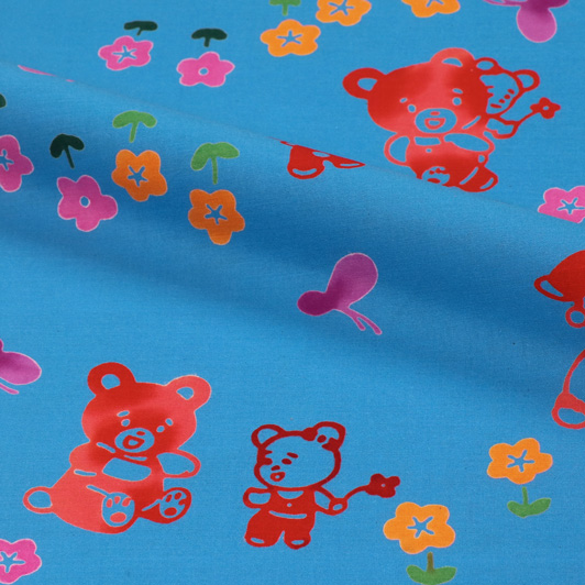 和柄 生地 注染浴衣生地 綿 クマ 10cm単位 切り売り