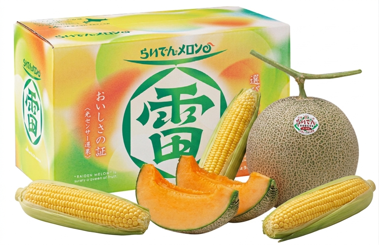 JAきょうわ　らいでんメロンセット（秀品１玉/約２Kｇ）1玉+らいでんコーン6本【０３５】