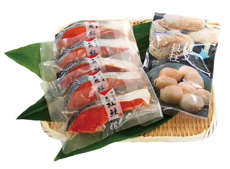 【早期割引商品】タカヒロ　塩紅鮭切身＆ほたて貝柱セット　【０８０】