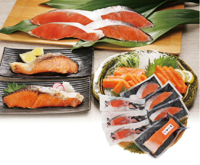 【早期割引商品】カネサン佐藤水産　塩鮭切身＆お刺身サーモンセット　【０８１】