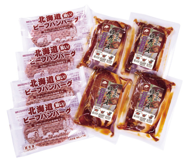 【早期割引商品】ホクレン　北海道産原料肉使用　にくのくに北海道ＳＰＦ豚ロース豚丼の具＆ビーフハンバーグセット　ＴＫ－１　【１２９】