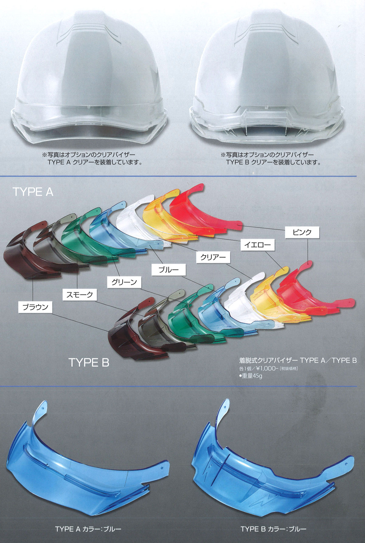 Shinwa（進和化学） 着脱式クリアバイザー　TYPE A/TYPE B