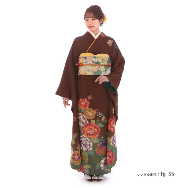 【成人式用】振袖レンタル（fg_35）茶NO2120