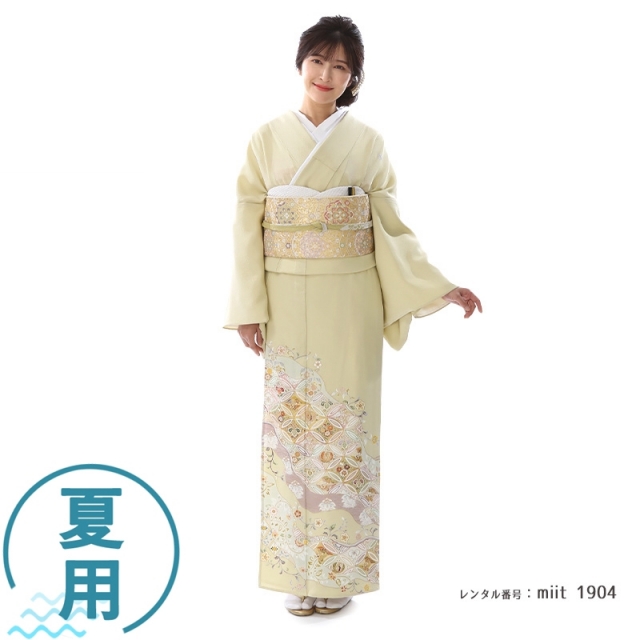 miit_1904 色留袖　単衣　唐草七宝鳥花文