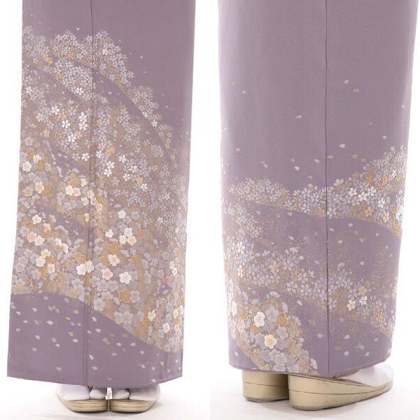 色留袖 松皮菱に花柄 刺繍 金駒 灰桜色 トールサイズ しつけ糸 KK-1805 色留袖 松皮菱に花柄 刺繍 金駒 灰桜色 トールサイズ しつけ糸