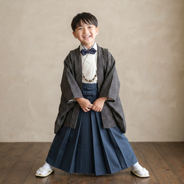 5歳男の子羽織袴着物モデル画像