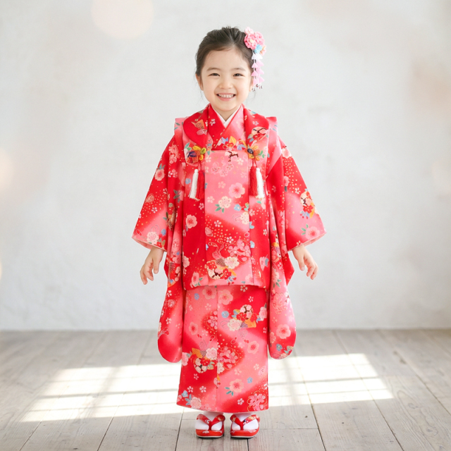 七五三レンタル着物3歳女の子モデル画像