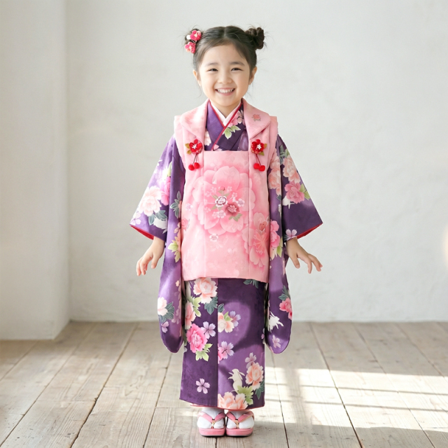 七五三レンタル着物3歳女の子モデル画像
