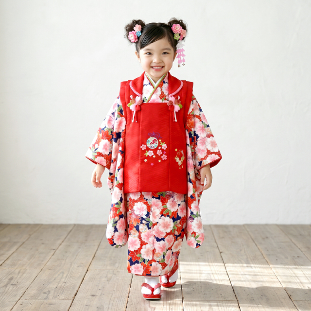 七五三レンタル着物3歳女の子モデル画像