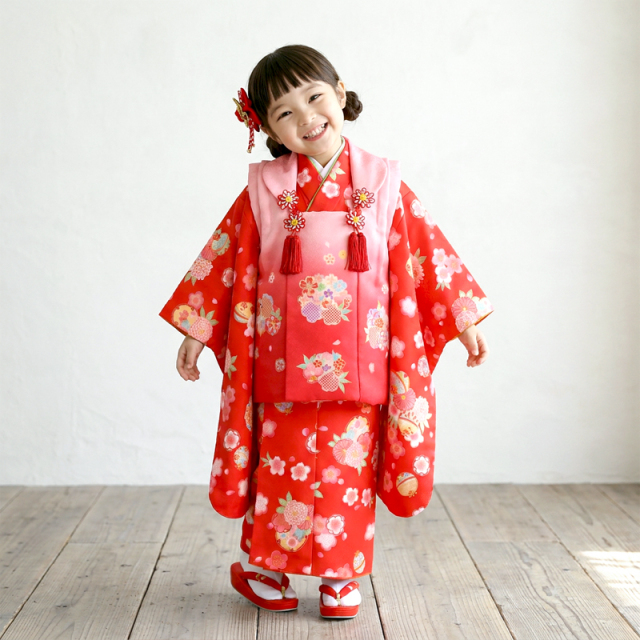 七五三レンタル着物3歳女の子モデル画像