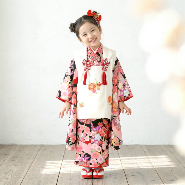 七五三レンタル着物3歳女の子モデル画像