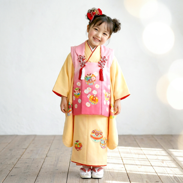七五三レンタル着物3歳女の子モデル画像