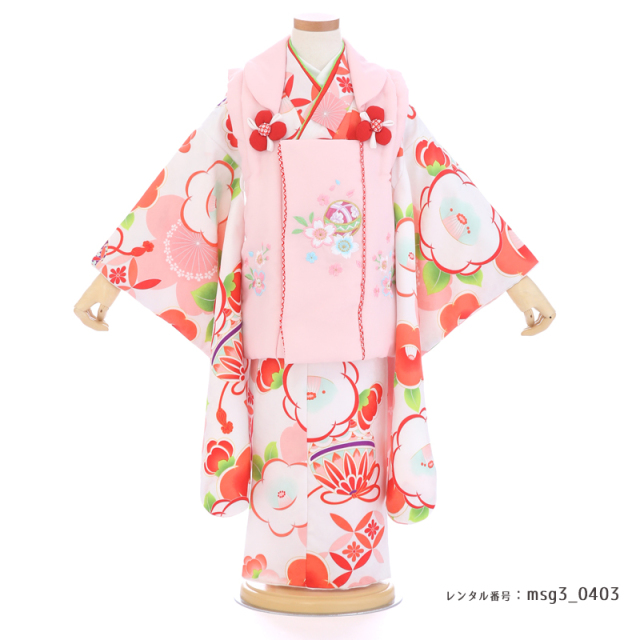 3歳　七五三　着物　被布 3歳女の子 正絹 着物 七五三レンタル 被布セット f1448 子供着物 人気