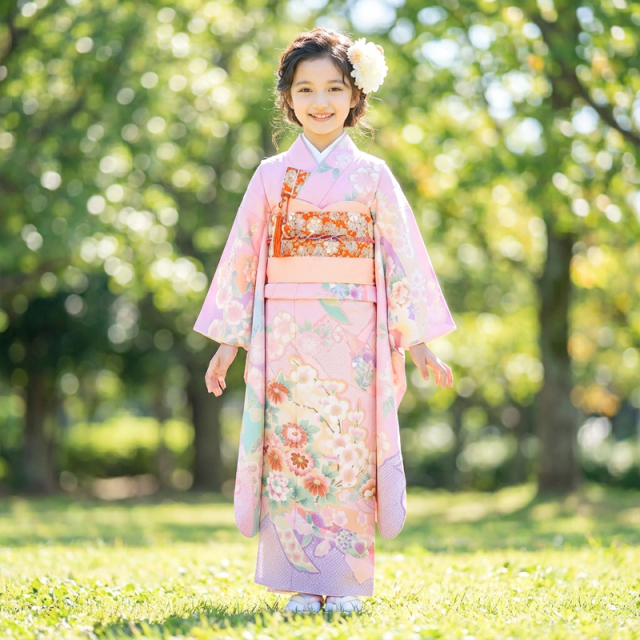 七五三 七歳 女児 着物 花夢二 大正浪漫 フルセット NO33089 msg7_0456 / Shikibu Roman 式部浪漫7歳女の子着物レンタル七五三用