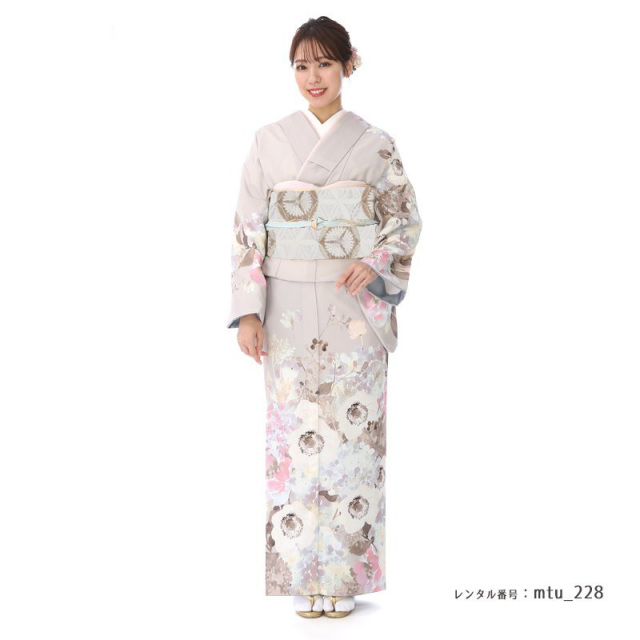 訪問着　ICHIHA　ANEMONE　グレー